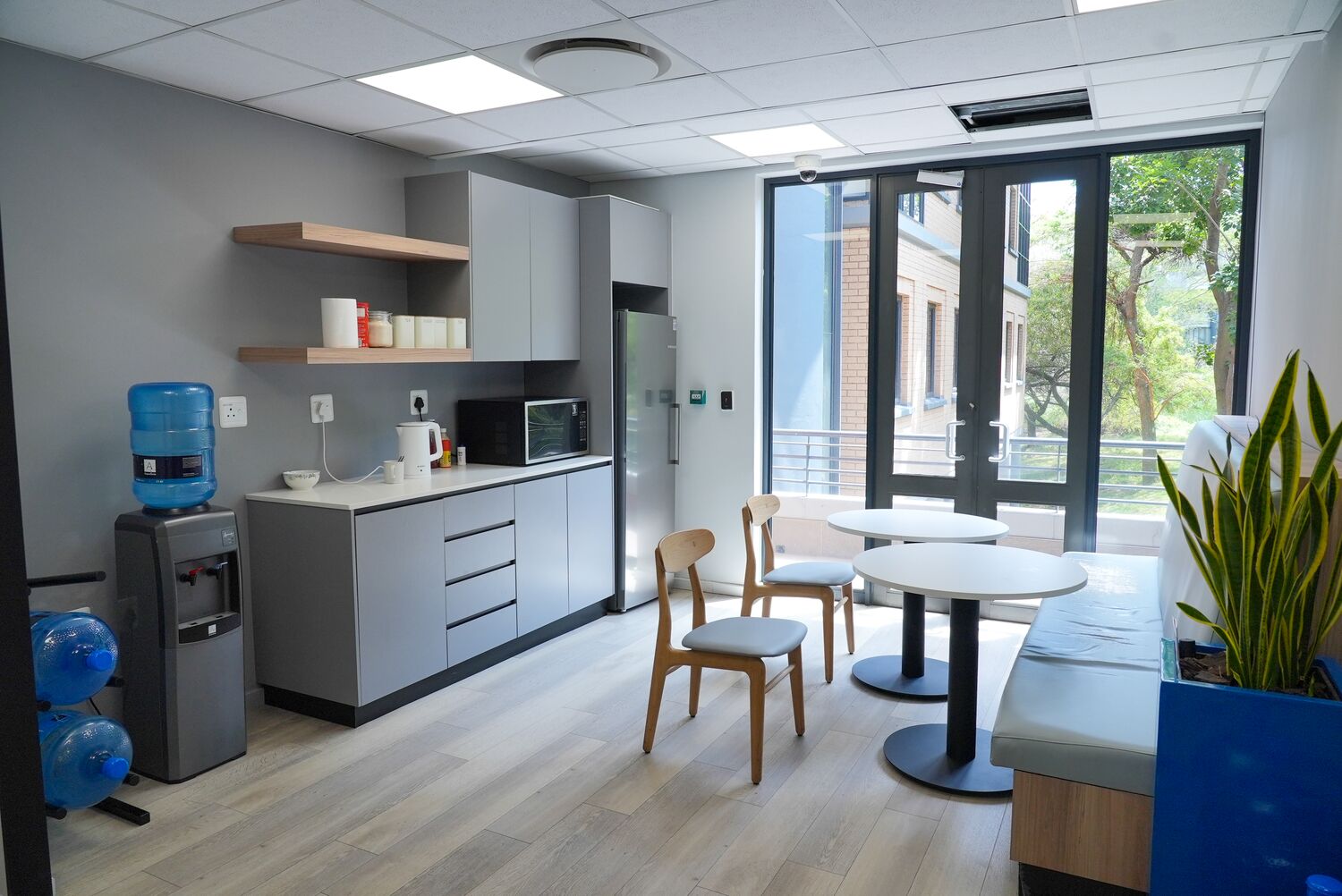 The office kitchen and dining nook