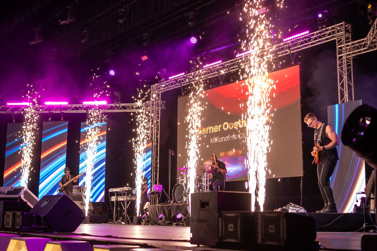 Barnyard Theatre performing with pyrotechnics on stage