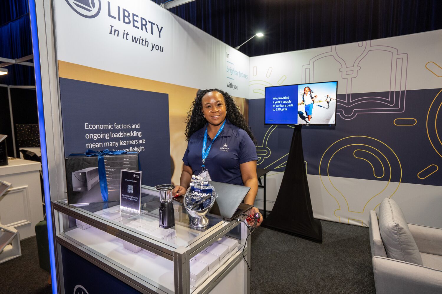 An exhibitor presenting at their stand
