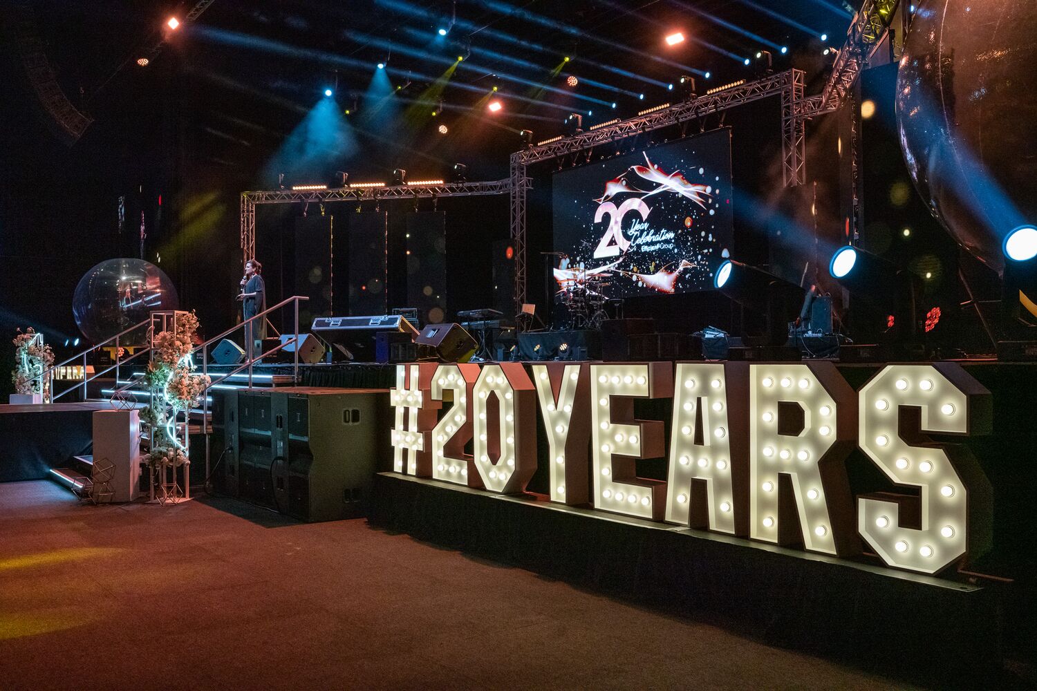 The #20YEARS stage set at SunBet Arena