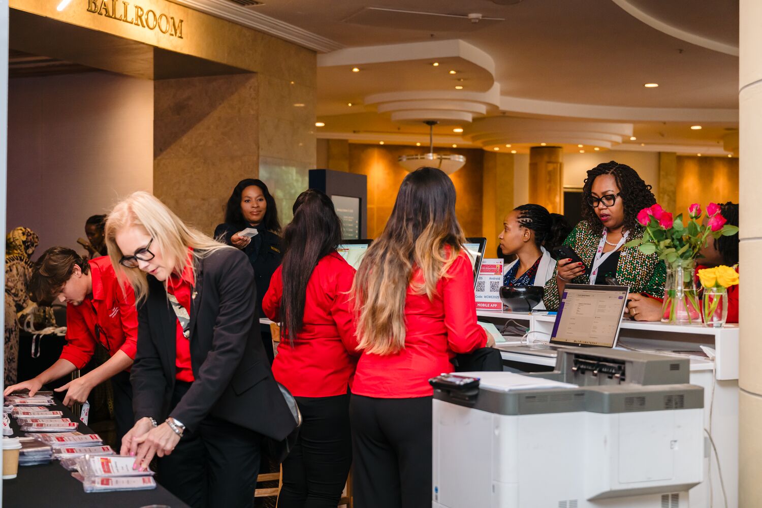 Delegates checking in at the registration desk
