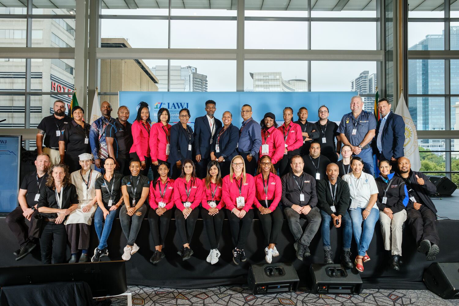 Group photograph of the conference production crew