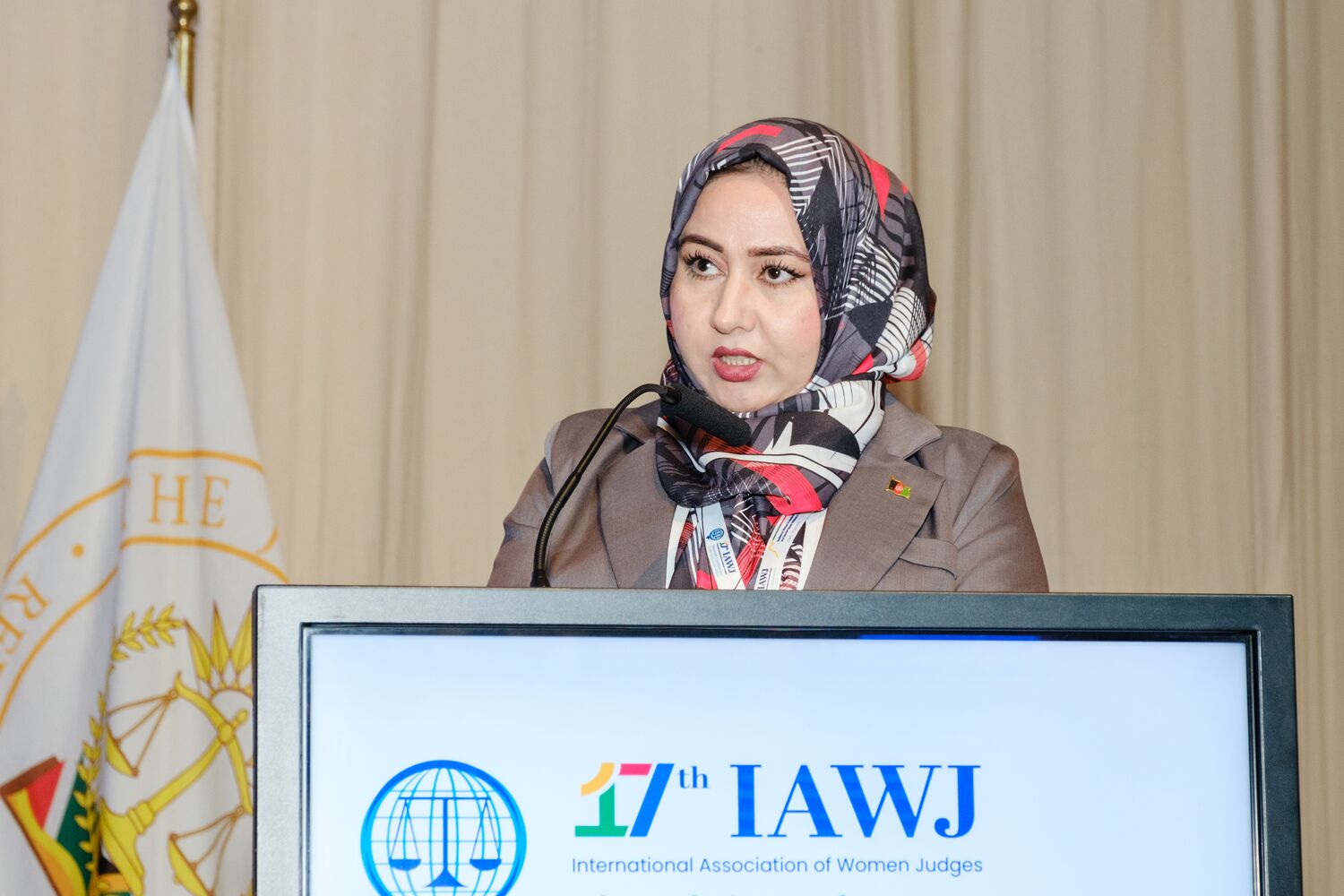 A delegate speaking at the IAWJ conference