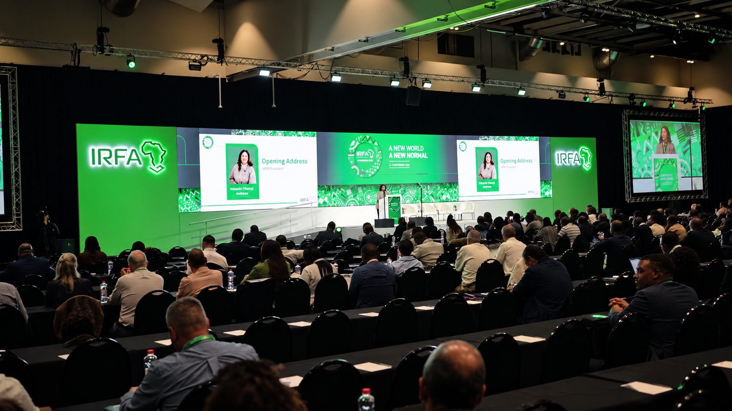 Delegates watching the opening address on the main stage at the IRFA Annual Conference 2026