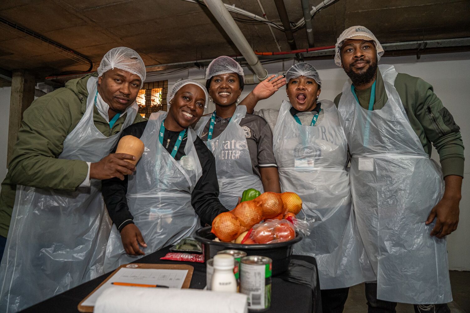 Employees preparing food during the cook-off