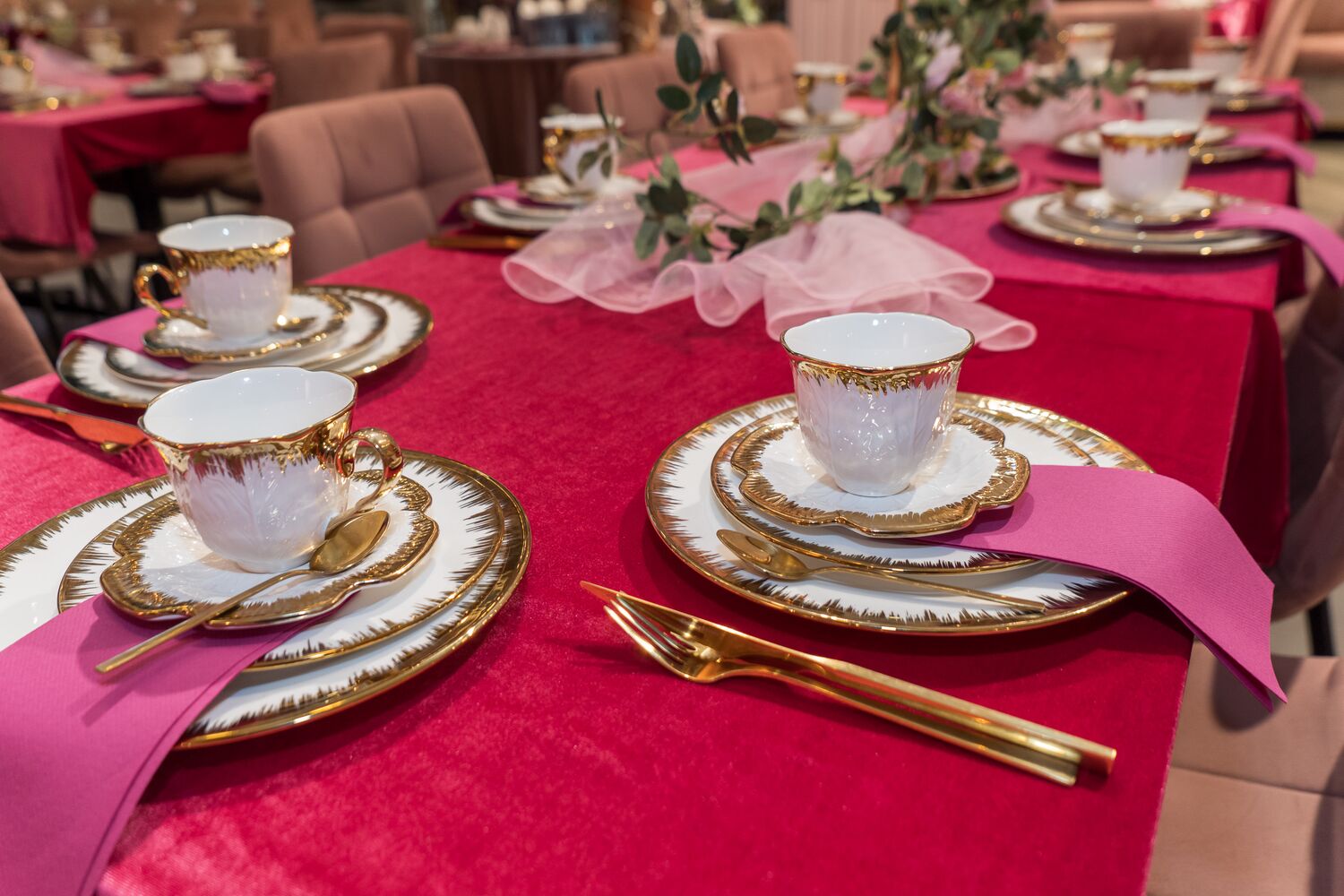 High-tea themed décor at JTI Women's Day 2024