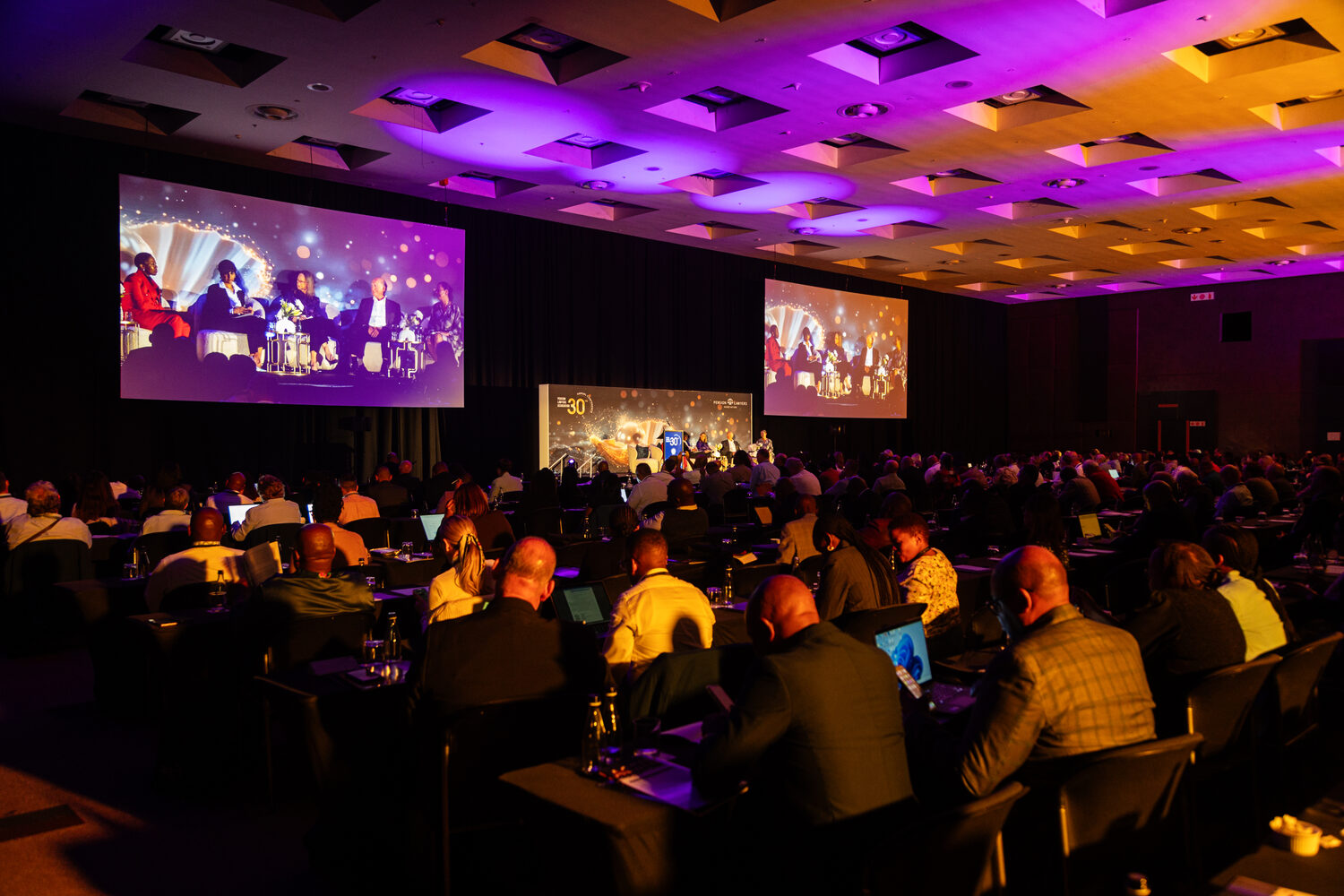 A wide view of the venue and stage