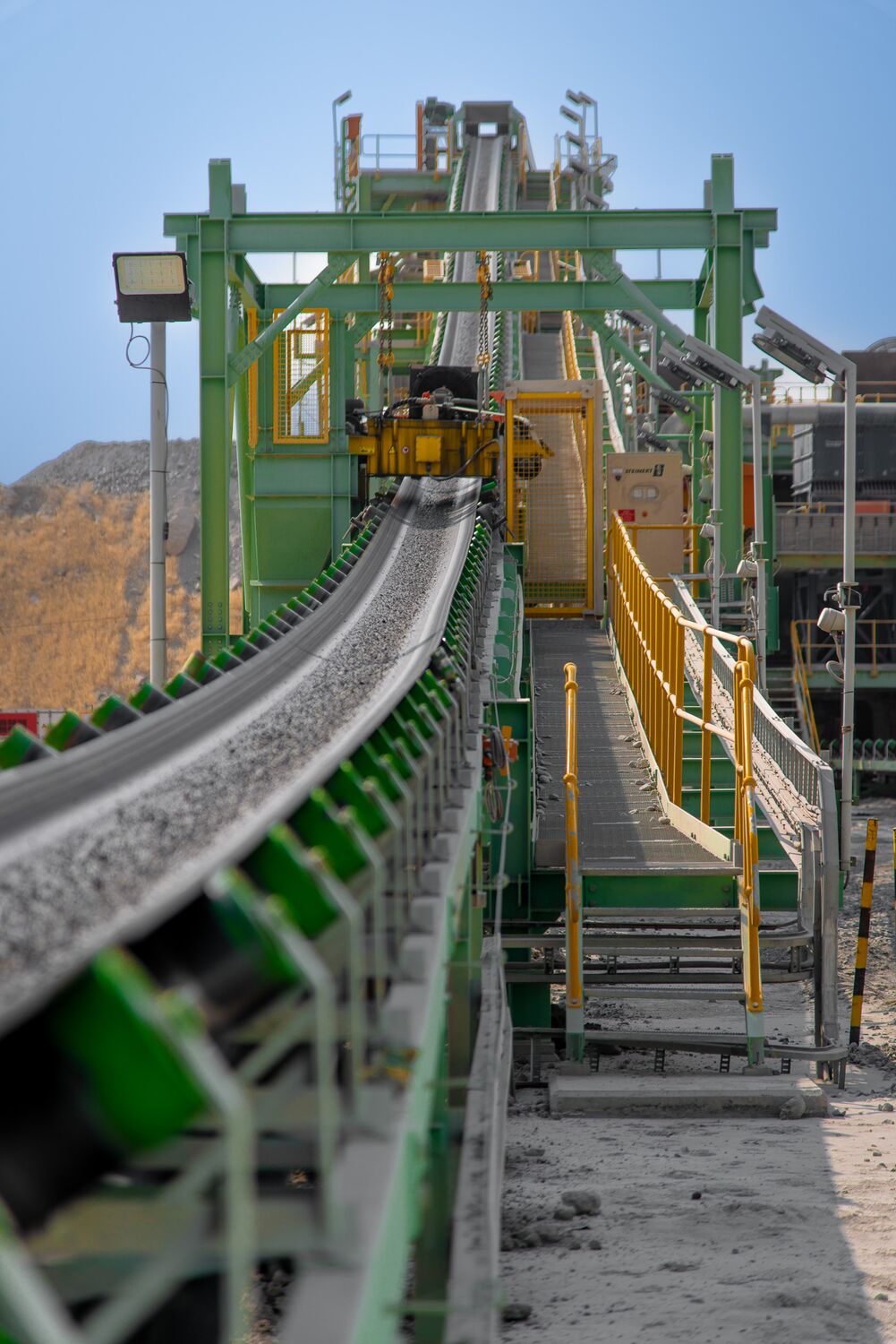 A conveyor system feeding the sorting plant