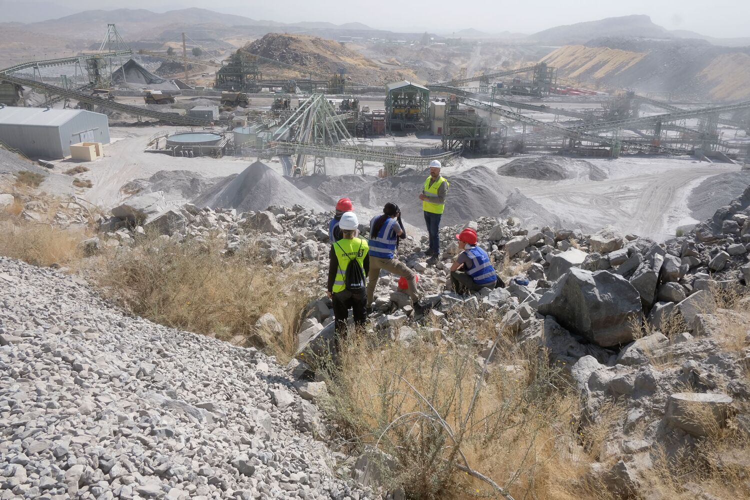 The Unbreakable Media crew filming on location in the Navachab Gold Mine environment