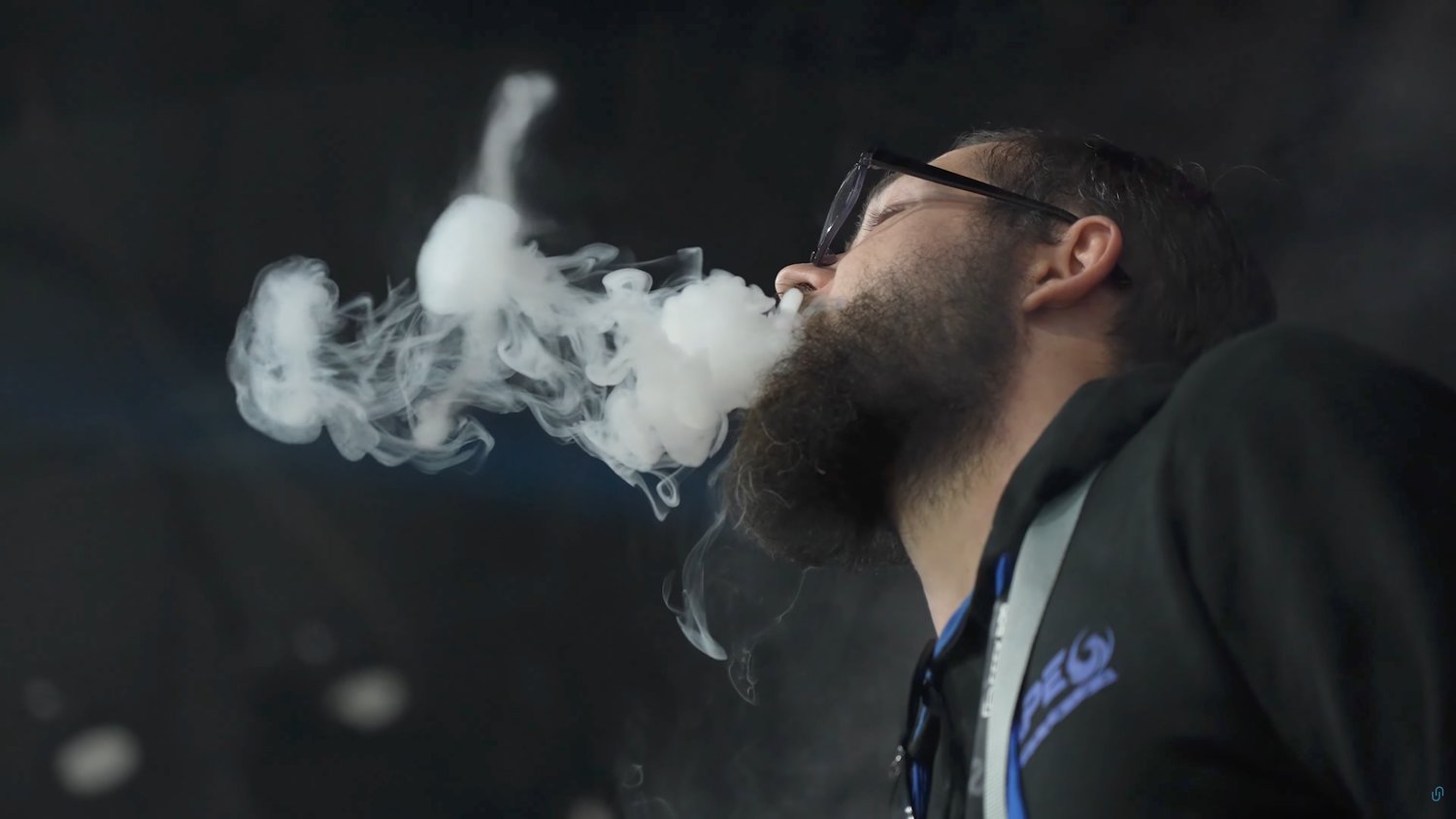 A close-up of a vape trick during the competitions